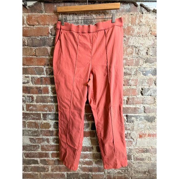 JULES & LEOPOLD • Coral Pink High Waisted Skinny Straight Leg Crop Dress Slacks - Picture 2 of 9